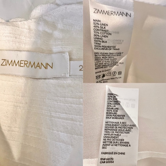NWOT Zimmermann Tama Asymmetric Cut Out Silk And Linen Max Dress White Sz 2/ Med - Picture 15 of 16